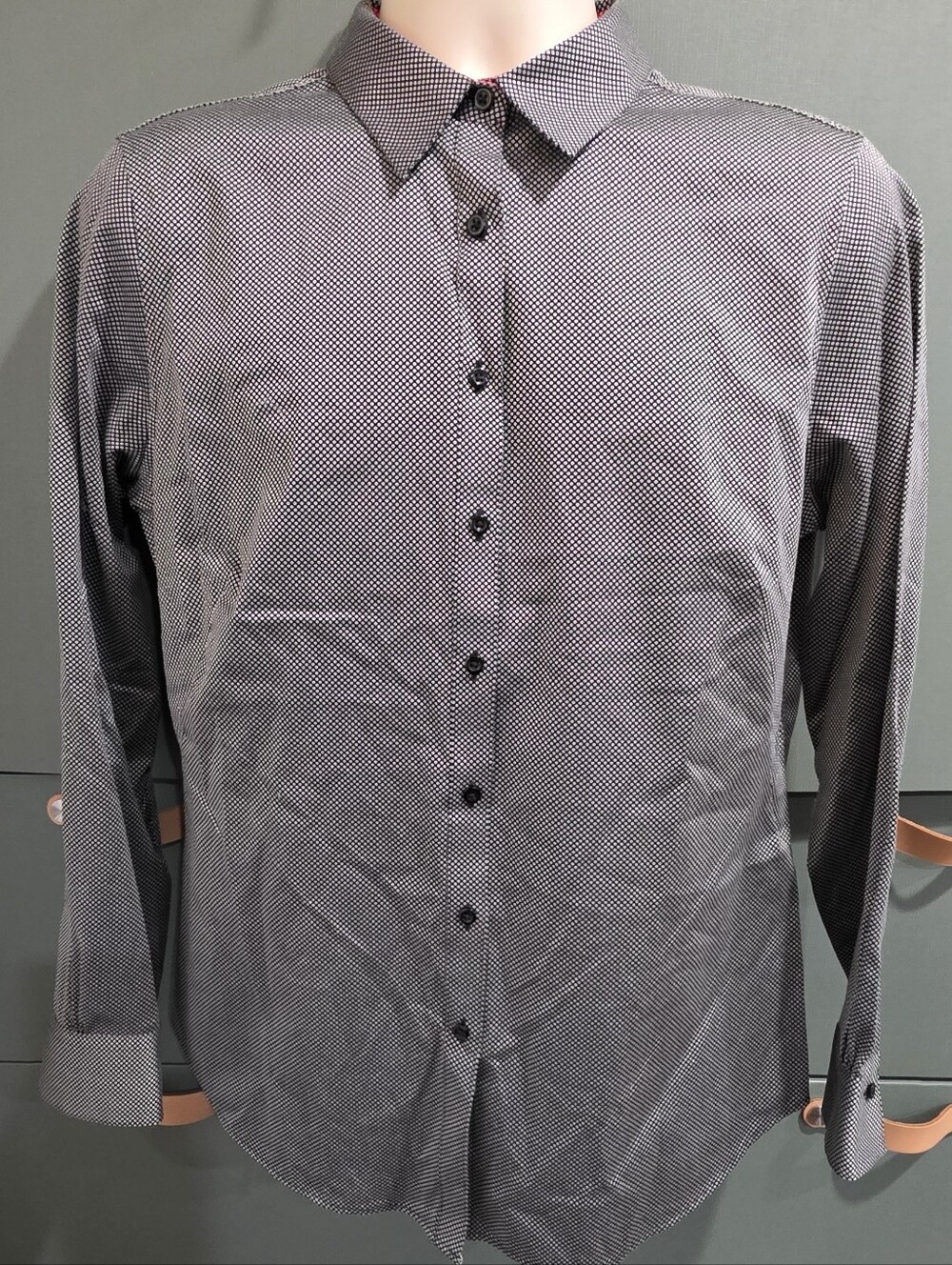 685. Brooks Brothers Red Fleece Men's Fitted Button Down Shirt Size 12 Black